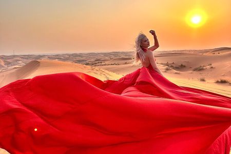Dubai Desert Safari & Flying Dress Photoshoot in Desert