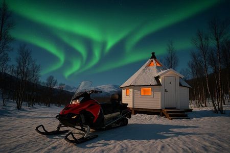 Aurora Crystal Lavvo Overnight stay with snowmobile trip