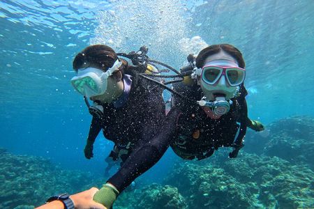 Boat entry diving at the Blue Cave in Onna Village, Okinawa!