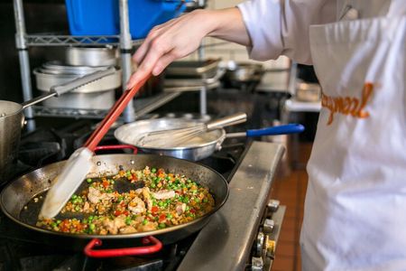 Market Tour & Paella Cooking With Wine in Central Barcelona