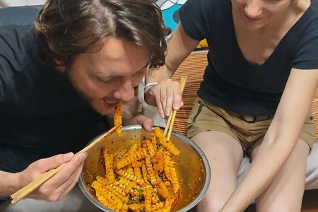 Learn cold noodle and wolf-teeth potato at local home