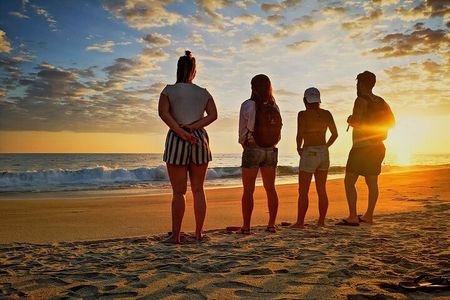 Sunset in the manialtepec lagoon with bioluminescence