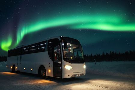 Northern Lights Bus: Cozy Night Adventure with Hot Chocolate