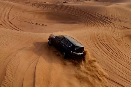 Premium Desert Safari Camel Ride with Sandboarding and BBQ Dinner