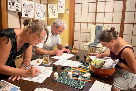 Yokohama: Manga/Anime Art & Cooking Experience in a Tatami Room