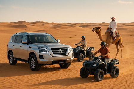 4 Hours Desert Tour with Quad Bike Camel Ride & Sandboard