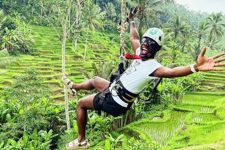 Ubud Zipline Adventure ,Rice terrace and Waterfall Tour