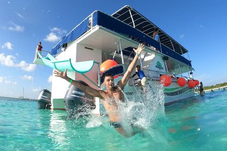 Catamaran with Slide in Cozumel Reef Snorkeling Experience