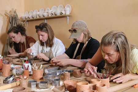 Pottery workshop clay throwing in the Medina of Marrakech