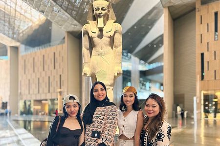 Grand Egyptian Museum with Giza Pyramids And Great Sphinx