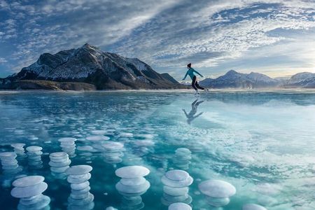 Abraham Ice Bubble/Sunwapta Falls,Snowshoeing,Icefield, Bow&Peyto