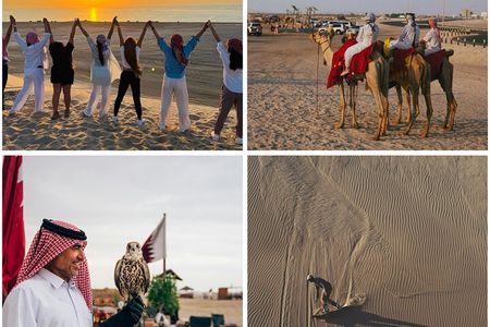 Desert Safari in Doha: Dune Bashing Camel Ride & Sandboarding