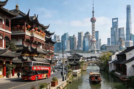 Shanghai Yu Garden, God Temple, Water Town Tour w/Hop-On Hop-Off