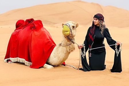 Private Morning Desert Safari Dubai + Camel Ride & Falcon Photo