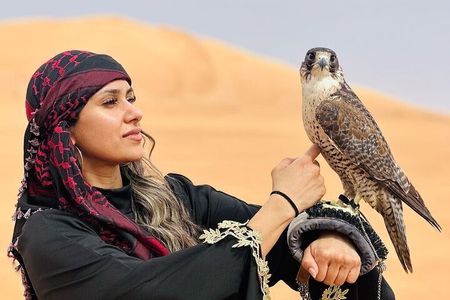 Desert Safari Red Dunes – Premium Camp with Camel Ride & Falcon
