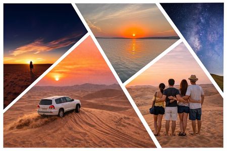 Doha Desert safari Sunset-Sandboarding camel ride & Dune Bashing