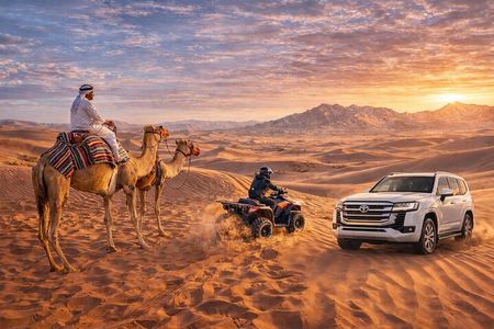 Private Dubai Desert Safari with BBQ-VAG Dinner & Camel Ride 
