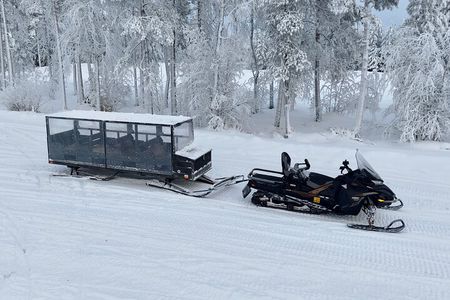 Arctic Forest Snowmobile Sleigh Ride with Snacks