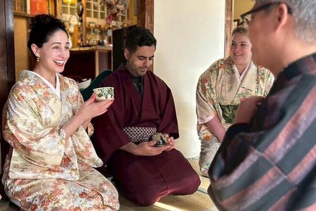 A Unique Antique Kimono and Tea ceremony Experience in English 