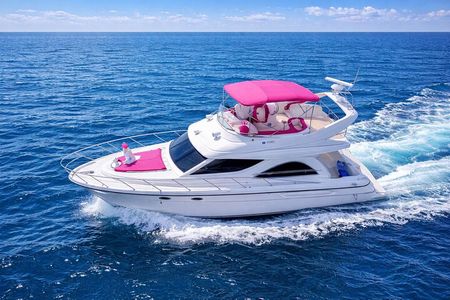 Miami Yacht Rental 50 ft | 2 Jet Ski | Private Boat | Pink Yacht