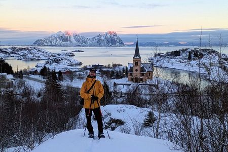 Winter hike and snowshoe adventure in Lofoten