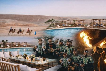 Private Agafay Evening Dinner show sunset camels or Quads bikes