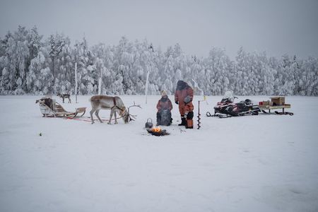 Ice Fishing With Reindeers