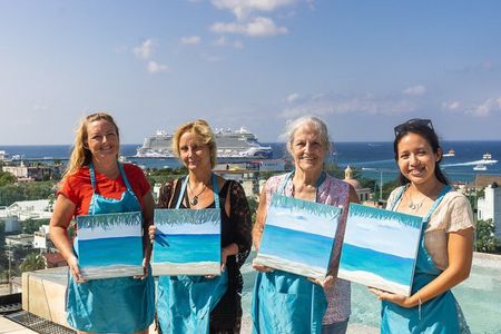 Paint and Sip Experience with Margaritas in Cozumel