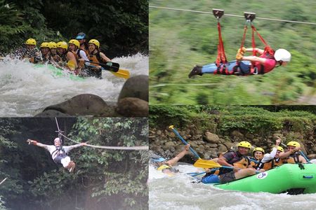 Best combination :Rafting level III with canopy zip lines and Superman cable in La Fortuna zone