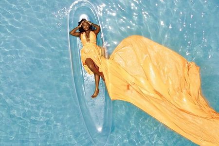 Punta Cana Kayak photoshoot on the beach/flying dress or bikini