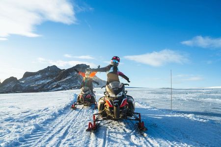 Snowmobiling on Langjökull Glacier from Geysir Area