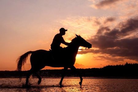 Bali Horseback Riding In The Sea at Mertasari Beach (Near Kuta)