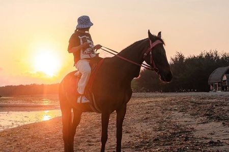 Bali Horseback Riding In The Sea at Mertasari Beach