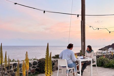 Paint Santorini at Sunset on a Private Sea-View Terrace