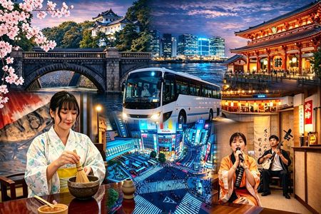 Tokyo Day Tour:Yakatabune Cruise,Asakusa,Imperial Palace,Shibuya