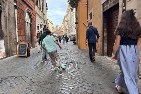 Rome: Family Street football experience with pizza or gelato
