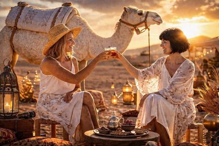 Marrakech:Sunset Agafay Desert:Camel ride and Dinner, Fireshow