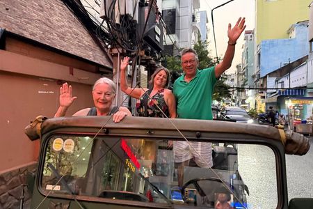 Saigon Street Food Odyssey: Vintage Jeep or Motorbike by Night