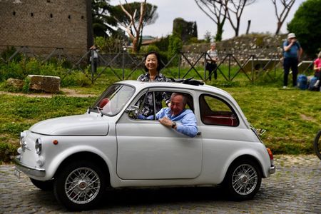 Catacombs, Appian, Aqueducts, in a Fiat500 with a local, Pick-up