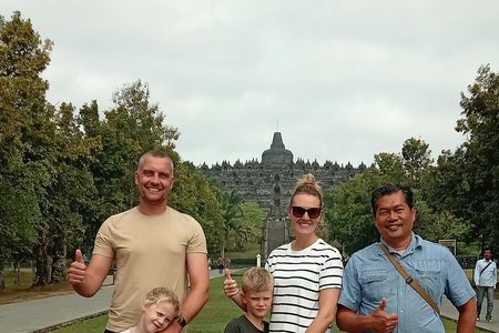 Borobudur Sunrise from Setumbu Hill Merapi Volcano and Prambanan