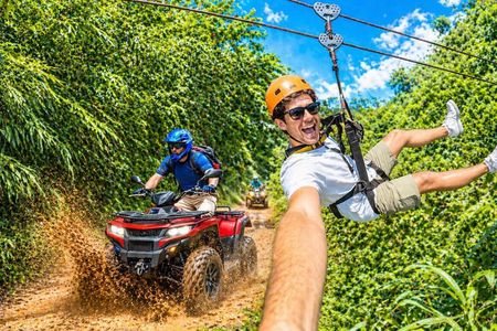Combo: Seaview Zipline 10 Cable Tree Bridge Bar & 2-Hour ATV Ride