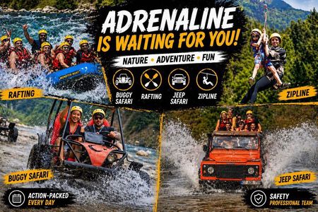 Antalya Super Combo 4-in-1: Rafting, Jeep Safari, Buggy & Zipline