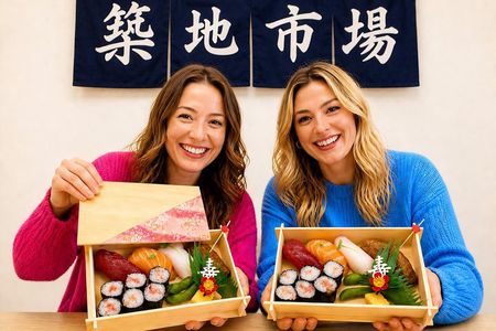 Tokyo Tsukiji 1-hour Sushi Making & Bento Class by a Local Family