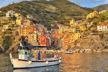 Authentic Sunset Cinque Terre Boat Tour with a traditional gozzo