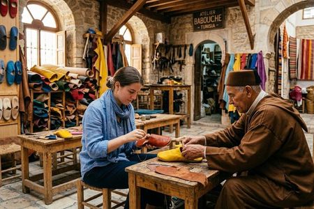 Creating babouches with a Master in his workshop
