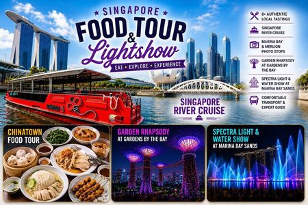 Full day Tour: Food tour, 40-min Cruise & 2 top-visit Light shows