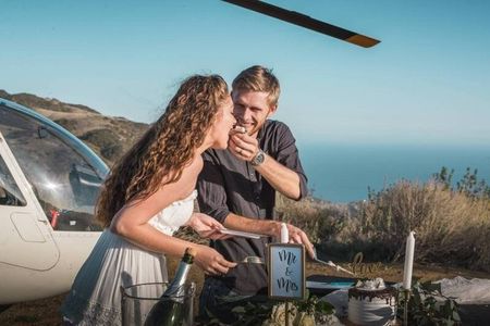 Malibu Mountain Top Helicopter Elopement with Wedding Ceremony