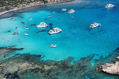 Blue Lagoon Akamas Bus and Boat Tour with Water Slide from Paphos
