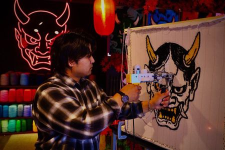 Kyoto:Craft Oni/Kitsune/Daruma rugs in a Tufting Atelier