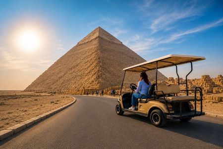 Best Private VIP Giza Pyramids & Great Sphinx Tour by Golf Cart